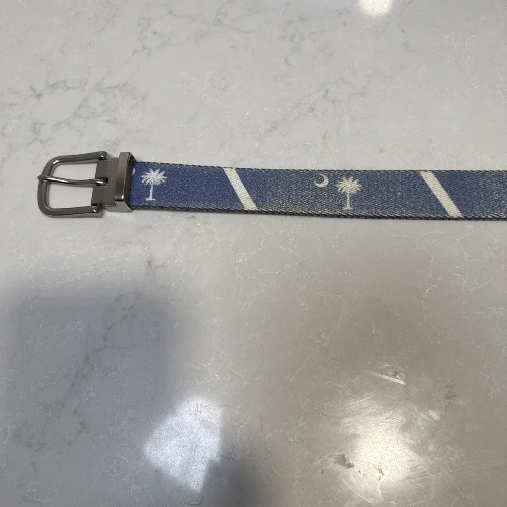Doc Murphy‎ Reversible 31- 36Blue & White Golf Belt  Palm Trees